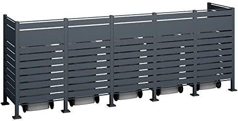 WESTMANN 5er Mülltonnenverkleidung Planum | Metall 400x90x150 cm Grau | Mülltonnen Sichtschutz & Mülltonnenbox für 5 Mülltonnen
