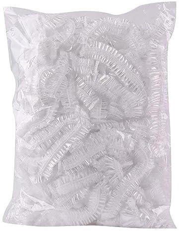 Smm282 - Juego de 100 gorros de ducha desechables de gran grosor, transparentes, elásticos, adecuados para mujeres, viajes, uso doméstico (borde de 100 colores) Smm282 (transparente, D)