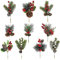 10 Stück Weihnachtsbeeren Tannenzweig, Rote Beeren Deko, Künstliche Tannenzweige mit Roten Beeren, Beerenzweig Künstlich Deko,Weihnachtsbeeren, Weihnachtsspieße für DIY Handwerk,Weihnachts Dekoration