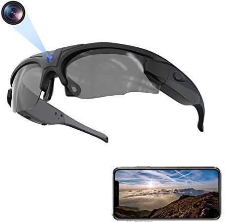 Hereta Gafas de sol con cámara WiFi, gafas de grabación de video HD 4K, gafas DVR con protección UV400, lentes polarizadas para deportes al aire libre, compatible con iOS y Android, soporta tarjeta TF