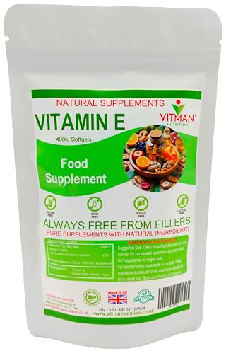 Vitamin E 400iu Softgels - Natural Antioxidant Source - Anti Ageing Vitamin E Supplement, D-Alpha Tocopherol, High Potency and Absorption - 365 Softgels