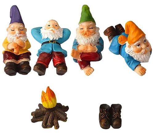 DIKACA 1 Satz Garten Freizeit Zwerg Harz Handwerk Ornamente Miniatur Gartenarbeit Statue Gartendekoration Gartenzwerge-Ornamente Kleine Zwerge Zwerge Böse GNOME Beiläufig Rasen