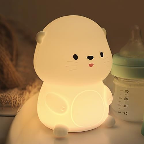 OkiyiD Sea Otter Geschenke, niedliche Sea Otter Nachtlicht für Kinder, Tier Silikon Kinderzimmer Lampe, niedliche Zimmer Dekoration Lichter für Mädchen Jungen Geburtstag Weihnachten Geschenk