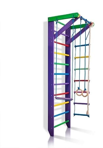 Sprossenwand Karusel 2-220-240, Klettergerüst Indoor, Sportgeräte Zuhause, Klimmzugstange Wand, Sprossenwand Kinderzimmer, Indoor Spielgeräte, Sprossenwand für Erwachsene (220 cm)