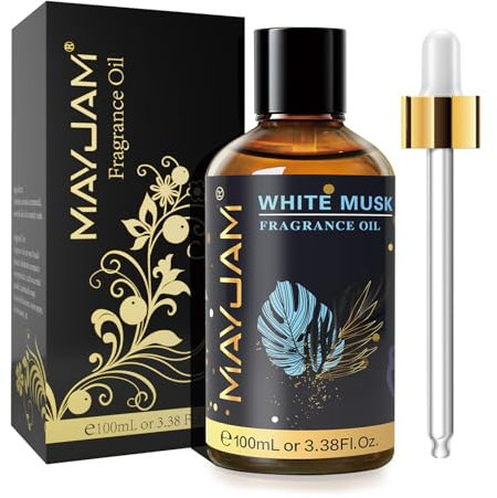 MAYJAM Aceite Perfumado de Almizcle Blanco 100ml, Aceite con Fragancia Para Difusores de Aceites Esenciales, Aromaterapia, Hogar, Quemador de Aceite