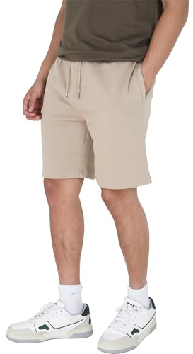 BRAVE SOUL Mens Jogger Shorts Tarley' Sports Training Summer Gym Pants, Stone - Tarley, S