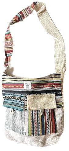 Himalaya-Umhängetasche, Bio-Patchwork, Baumwolle, Hanf, groß, Umhängetasche, Festival, Urlaub, Reisetasche, multi, Einheitsgröße, Umhängetasche