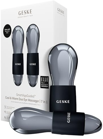 GESKE SmartAppGuided™ Cool & Warm Duo Eye Massager | 7 in 1 | Zwei Massagekugeln | Batterielose Wärme- & Kühltechnologie | Gegen Augenringe & Tränensäcke | Anti-Aging | Professionelle Hautpflege