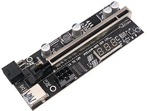 Navna Mining Graphics Card PCIE 009S 1X X16 Powered Adapter USB 3.0 Extension Cable 6-Pin PCI-E Temperature Display Video Cards For Pc Gaming Mining Usb Output Low Profile