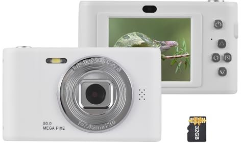 Andoer 1080P Digital Camera Digital Video Camera 50MP Photo Dual Lens 2.4 Inch Screen 8X Digital Zoom Built-in Flash Battery with 32GB TF Card Birthday Festival Gift for Kids Students Teenagers