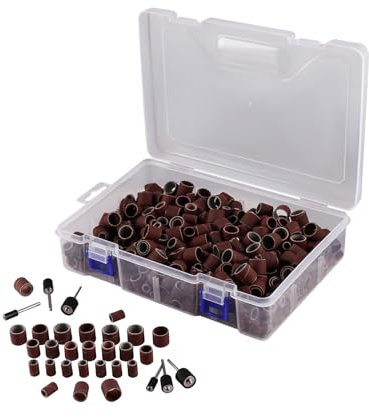 AOMIKITSTU Schleifhülsen Set 552 Stück, 80/120/150/240/320/400/600 Körnung Schleifhülsen, 38mm, 42mm, 40mm Schleifwalze, Drum Sander Set für Kunstwerke, Holzarbeiten, Heimwerkerprojekte