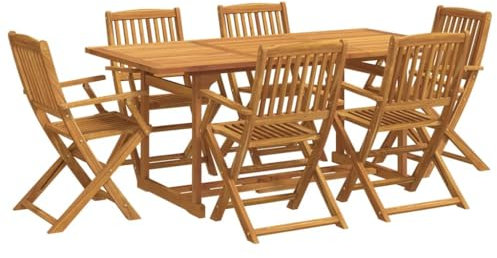 7-TLG. Garten-Essgruppe 180x90x75 cm Massivholz Akazie,3321528