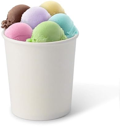 GREENBOX 50 bicchieri da gelato in cartone, 400 ml, colore bianco, usa e getta, senza plastica e biodegradabili, per dessert
