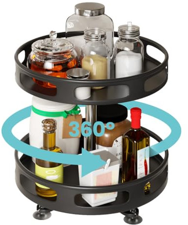Heikoeco®Drehteller Organizer 25cm, 360° Drehplatte Gewürzhalter, Küchen Kühlschrank Organizer für Kitchen,Küchenschrank,Kosmetik,Badezimmer