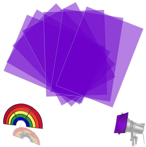 SWTYExt 7 Stück Folie Hitzebeständig für Lampen Lila Lampenfolie 29,7 x 21cm Farbfolien Gel Farbfilter A4 Transparente Farbkorrektur für Foto Lampe Scheinwerfer Grafie Studio Strobe Blitz LED