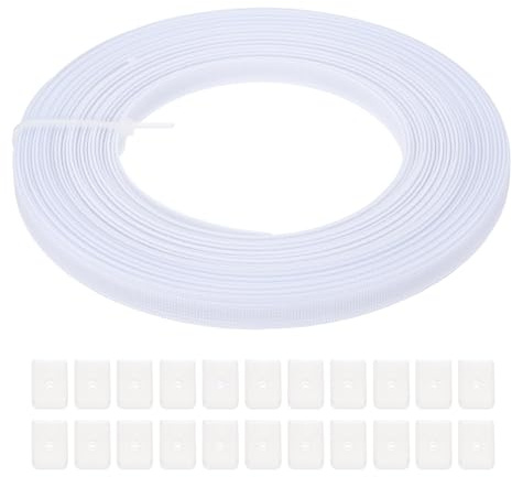 PATIKIL Stäbchen zum Nähen, 10 Yard 8mm breites Polyester-Näh-Stäbchen mit hoher Dichte zum Durchnähen mit 40 Stück Endkappen für Korsett, Hochzeitskleid, Hut, DIY, Weiß