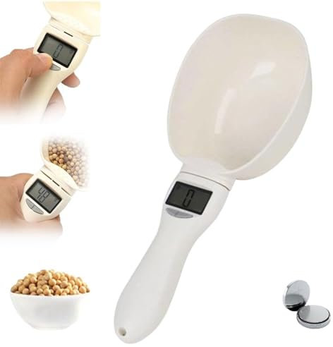 Digital Measuring Spoon - Electronic Measuring Spoon with LCD Screen 800g / 0.1g High Precision Food Measuring Scoop Scale with Measuring Spoons for Food/Coffee/Spices/Pets Food (White-1pcs)