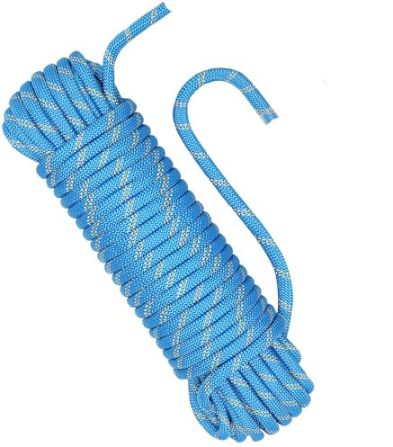 NorthPada Statisches Outdoor-Kletterseil, Knotenübung, Nylon, strapazierfähig, Baumarbeit, Marine-Anker, Boot, Abseilen, Notfall, Schaukel, Blau, 12 mm x 20 m