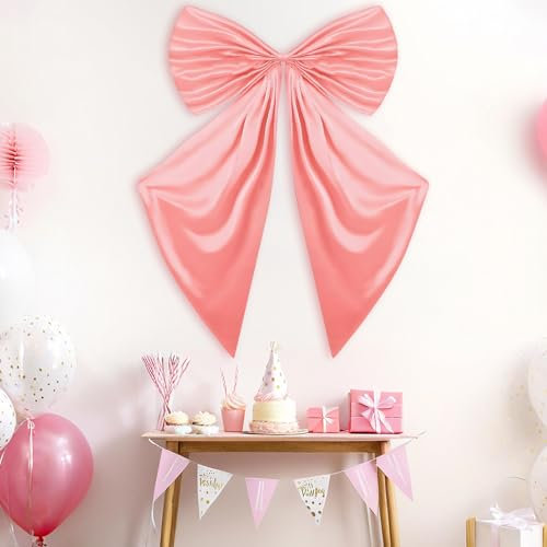 HINGTAI Grande Fiocco Rosa, Decorazione Ornamentale, Grandi Decorazioni Rosa, Decorazione da Parete Gigante, Grandi Fiocchi per Decorazioni, Sfondo Adatto per Feste di Compleanno, Baby Shower, addii