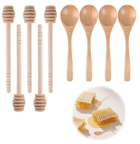 ChauLanBow Set of 8 Honey Spoons, Wooden Stirrers, Wooden Spoons, Small Honey, Small Spoons, Wooden Cooking Spoon for Raw Honey, Maple Syrup, Condensed Milk, Kitchen Accessories