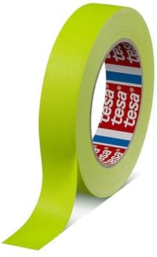 tesa 4671, Gewebeband Duct Tape, Warnband, Markierungsband, Neonfarben, Farbe:Neongelb, Abmessung:25mm x 25m