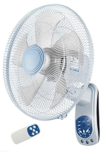 OWOHYG Ventilador de Pared silencioso para el hogar, 5 aspas con Control Remoto, Cabezal móvil, Temporizador, Ahorro de energía (Cable de alimentación de 2 m y 14 Pulgadas)