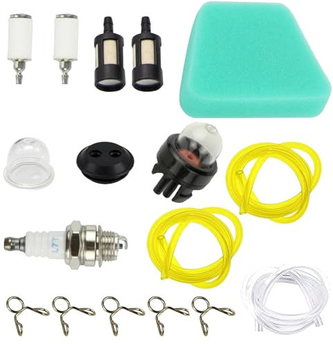17 Pcs Universal Fuel Pipe Mower Fitting Kit with 30cm Strimmer Fuel Line Hose Buckle Fuel Filter Oil Bubble Spark Plug Hose Buckle,Strimmer Parts Compatible for McCulloch Titan Mower Strimmer