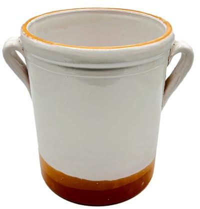 Generico Salatoio Bicolore in Terracotta 30x34 cm – Ciotola con Manici per Sale, Olive, Conserve – Stile Rustico – Fatto a Mano in Italia – Ceramica Alimentare Artigianale