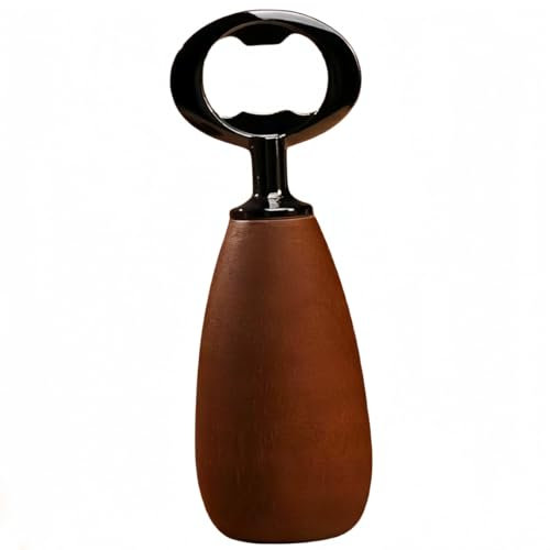 Abridor de botellas, abridor de botellas con mango de madera, abridor de tapas de vidrio de vino y cerveza (nogal)