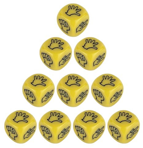 SELVFZ 10pcs 6 Seiten Acryl Würfel 20mm Rock Paper Scissor Game Dices Finger Rateing Game Dices Spielzeugunterhaltung