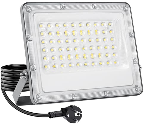 OUSIDE 50W LED Strahler Außen Flutlicht, 6500 K Kaltweiß, 5000 LM | IP66 Wasserdicht – Robustes Aluminiumgehäuse, Nicht dimmbar, Sicherheitsbeleuchtung für Garten, Hof, Terrasse