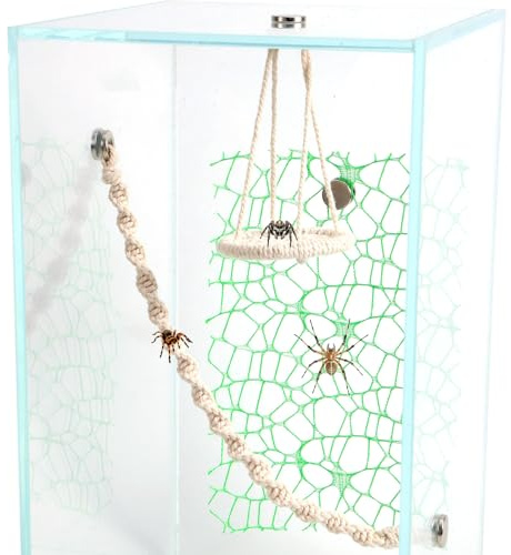 Fukaisu 14St Zubehörset für Springspinnen Terrarien, Inklusive Baumwollseilschaukel und Magnetbefestigung Geeignet for Mittelgroße Terrarien und als Dekoration für Vogelspinnen