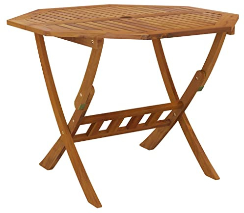 Tomostar Gartentisch, faltbar, mit Sonnenschirmloch, Esstisch für den Außenbereich, Gartenmöbel, 90 x 75 cm, robustes Akazienholz
