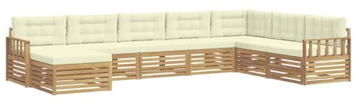 vidaXL Outdoor-Sofagarnitur mit Kissen 8 pcs Weiß und Creme, Garten, modernes Outdoor Sofa, Lounge-Ecke, Terrassenmöbel für entspannende Relax-Zeiten