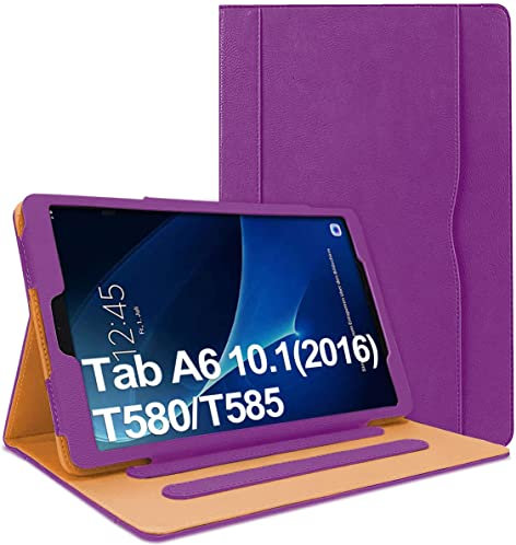 Danycase Cover per Samsung Galaxy Tab A 10.1 SM-T580 / T585, Custodia Folio in Pelle PU per Galaxy Tab A 10.1 2016, con Tasca Porta Documenti, Angoli di Visualizzazione Multipli (Viola)