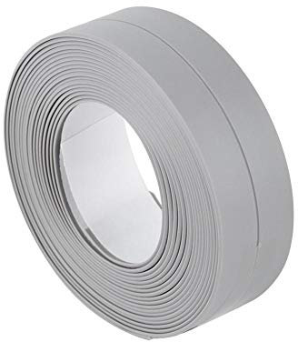 Bewinner Tira de Sellado 3.2M Blanco/Gris/marrón, Cinta de Sellado Plegable de PVC - Impermeable, a Prueba de Moho, a Prueba de Aceite - Cinta Adhesiva autoadhesiva para Estufa de Cocina(Gris 1)