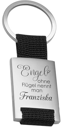 Schlüsselanhänger mit Gravur | Doppelseitige Gravur möglich | Schwarz | Engel ohne Flügel nennt man | Geschenke für Mütter zu Weihnachten | 8,5x3,5cm