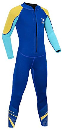 Muta per bambini ZCCO, costume da bagno termico in neoprene da 2,5 mm, tute umide da ragazzo e ragazza per bambini, caldo, manica lunga, costume da bagno per immersioni, nuoto, surf (Blu acceso, XS)