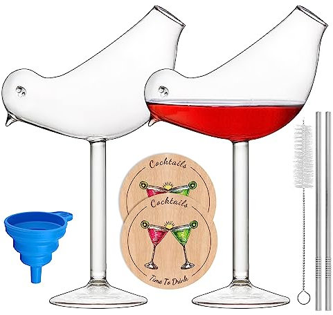 Cocktailgläser – Vogelglas klar Weingläser 2er-Set Becher Getränkeglas Rotweinglas150 ml für Partys Hochzeiten
