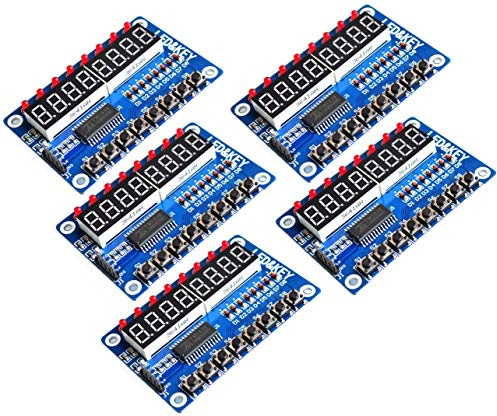 TECNOIOT 5pcs TM1638 Module Key Display 8-Bit Digital LED Tube