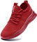 FUJEAK Herren Walkingschuhe Turnschuhe Fitnessstudio Sportschuhe Sneaker Running Tennis Schuhe Freizeit Straßenlaufschuhe Fashion Leichtgewichts Atmungsaktiv Schlüpfen Schuhe Rot 45 EU