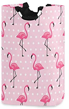 ALAZA Grand panier à linge pliable avec poignées, motif flamant rose
