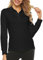 AIRIKE Women's Long Sleeve Polo Shirts Lady Fit Cotton Casual Golf Work Sports T-Shirts Black Size M