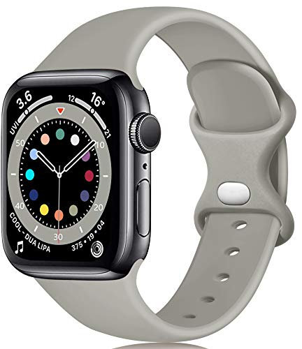 Epova Cinturino in Silicone Compatibile con Apple Watch 44mm 42mm 45mm 46mm 49mm, Cinturini di Ricambio per Apple Watch Ultra/Ultra 2/ iWatch SE Series 10 9 8 7 6 5 4 3 2 1, Grigio, Grande