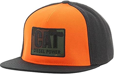 Caterpillar Herren Diesel Power Flat Bill Cap 110 Flexfit Baseballkappe, Ion Orange, Einheitsgröße
