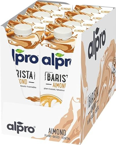 Alpro Bebida Vegetal de Almendra Barista - Ideal para el café - Pack de 8 x 1L