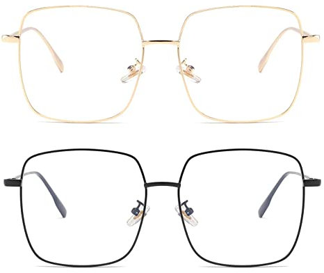 Dollger Gafas de Luz Azul con Marco de Metal para Ordenador - Anti Fatiga para Hombre y Mujer sin Graduar