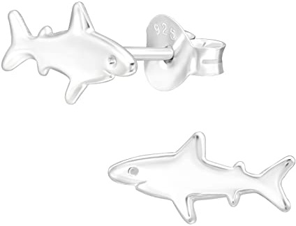 Laimons Mädchen Kids Kinder-Ohrstecker Ohrringe Kinderschmuck Hai Fisch Knorpelfisch Meeresbewohner 12 X 6mm Glanz aus Sterling Silber 925