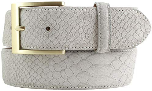 BELTINGER Gürtel mit goldener Gürtelschnalle und Pythonprägung 4 cm | Leder-Gürtel 40mm Schlangen-Optik |Schlangen-Muster