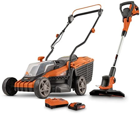 POWER plus Elektrischer Rasenmäher und Rasentrimmer POWDPG75565 - Rasenmäher mit 20 V und 340 mm Ø und Rasentrimmer mit 20 V und 240 mm Ø, inkl. Akku und Ladegerät